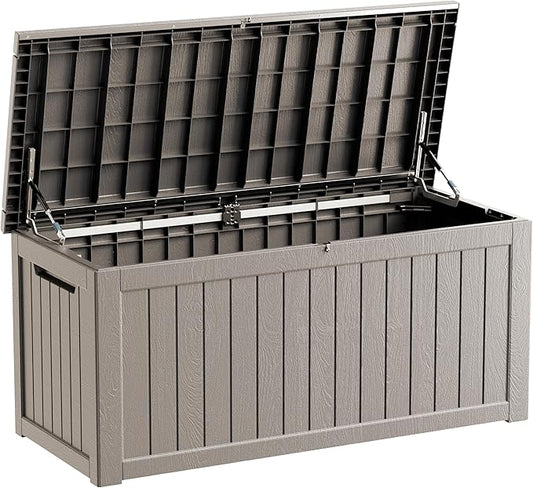 270 Gallon Lockable Resin Deck Box, Waterproof & UV-Resistant Outdoor Storage by Home