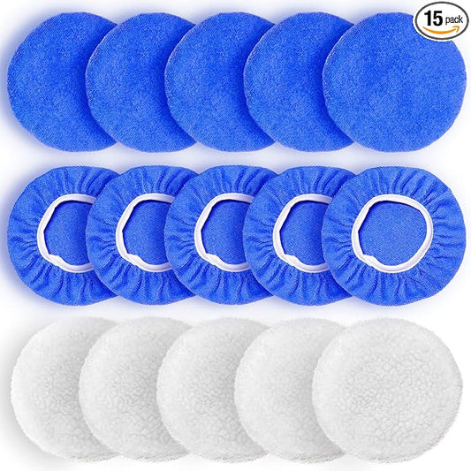 9 to 10 Inch Car Polisher Pad Bonnet, 10*Microfiber+5*Woollen by FONAROLL