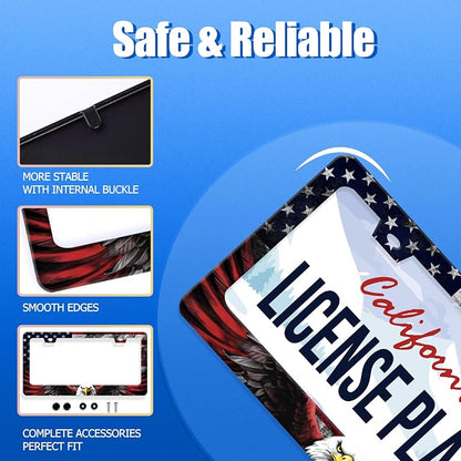 American Flag Eagle Patriotic License Plate Frame USA Flag License Plate - Image 2