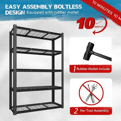 MUPATER 72" H x 47.6" W x 18.1" D Metal Storage Shelves, 5 Tier Shelves and - Image 6