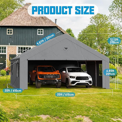 20x20 Carport Canopy, Heavy Duty Car Port, Portable Car Ports Garage - Image 2