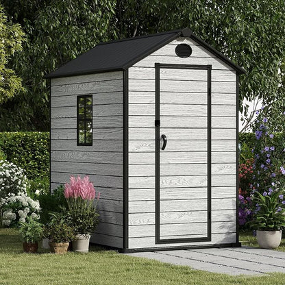 4.4x6 FT Resin Outdoor Storage Shed Large, 230 Cuft Garden Tool Sheds & Outdoor - Image 5