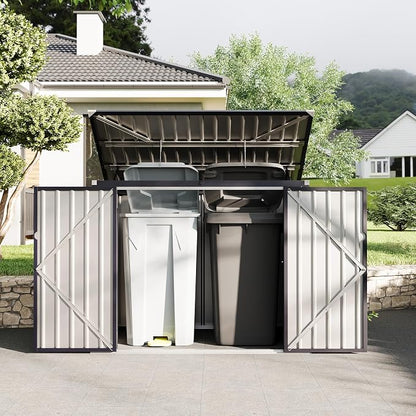 Outdoor Trash Can Storage 2 Binsgarbage Bin Storage Shed, 3x6 FT Garbage Bin by RELJOFUM