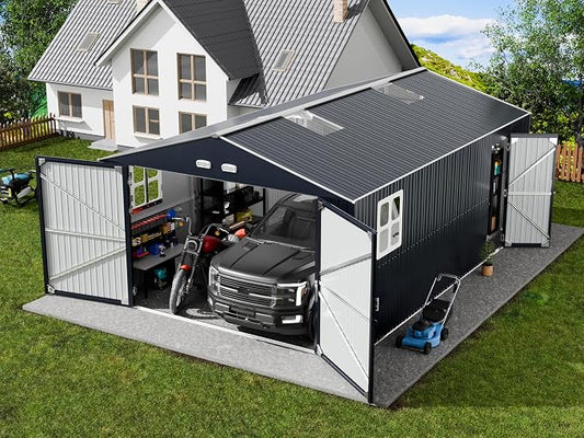 Metal Garage Shed 13x20x​​8.5', Large Outdoor Storage Building, by KKnowbody