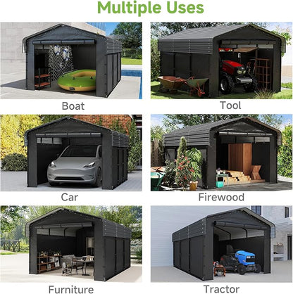 Real Relax 10x15ft Heavy Duty Metal Carport - Image 3