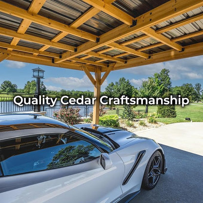 Backyard Discovery Kingsport 20' x 12' Cedar Wood Outdoor Carport Garage - Image 6
