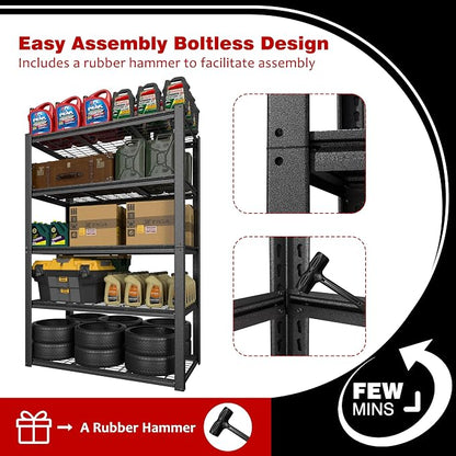 MUPATER 48.43" W x 23.98" D x 72.05" H Metal Storage Shelves, 5 Tier Shelves - Image 4