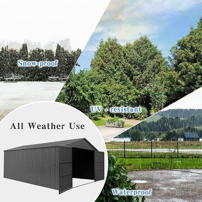 Domi 12x15FT Outdoor Metal Garage Shed, Extra Large Carport - Image 6