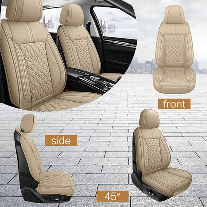 Pariitadin Leather Car Seat Covers Front Pair, Waterproof Breathable Faux - Image 2