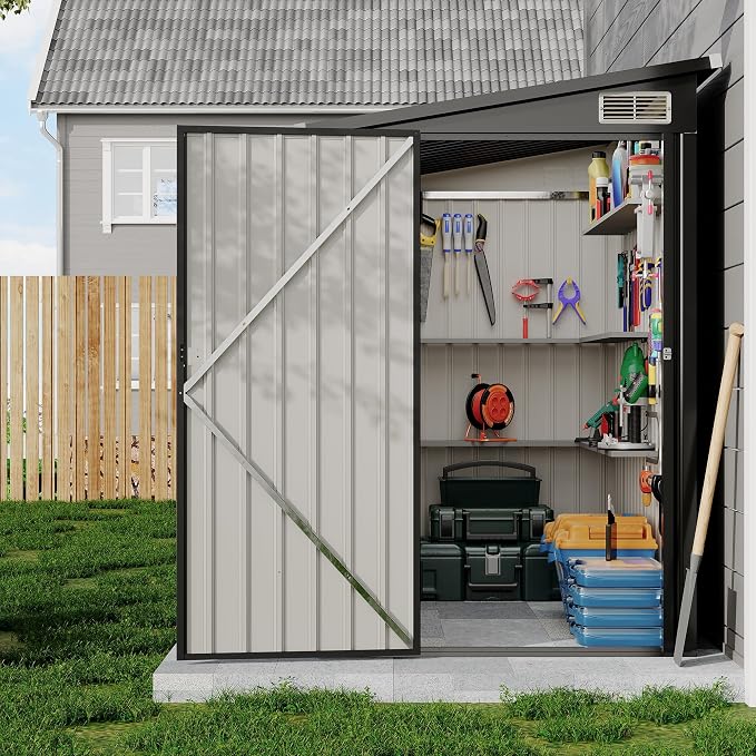 4' x 8' Outdoor Lean to Storage Sheds Outdoor, Heavy-Duty Lean to Garden - Image 8
