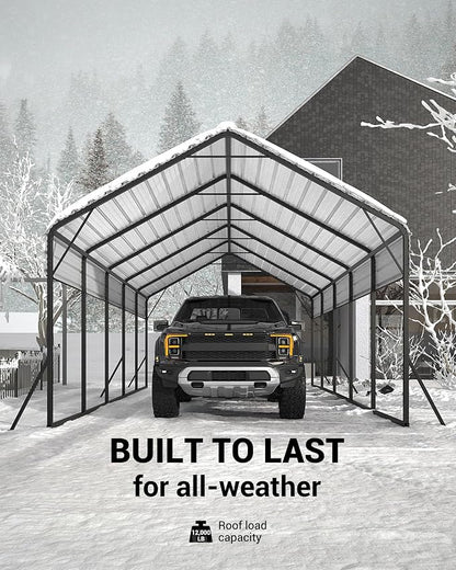 13'x26'x11' Oversized Metal Carport, Steel Heavy Duty Car Ports - Image 5