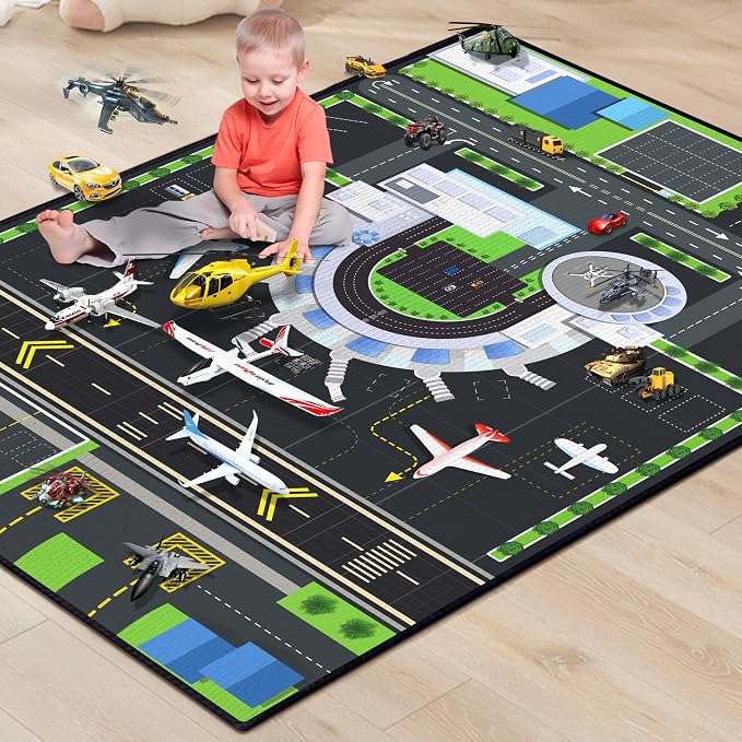 Play Rug for Playroom 2x3 Airport Carpet for Boys Bedroom by Isyorefam