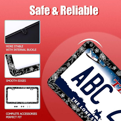Line Art Flowers License Plate Frame Beautiful Floral License Plate Frames - Image 2