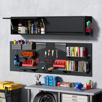 Metal Garage Wall Cabinet with Doors Side with Holes, Wall Mounted Metal - Image 2