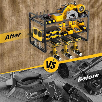 Power Tool Organizer Wall Mount, 2 Pack 3 Layers Garage Wall Shelving, 8 Drill - Image 5