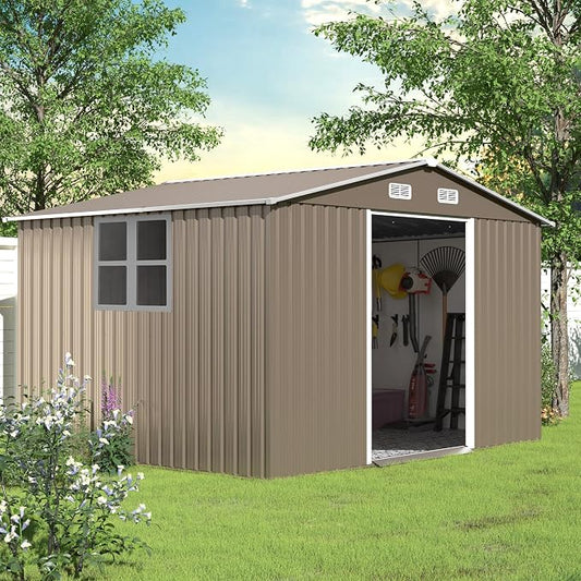 10FT x 8FT Metal Outdoor Storage Shed, Garden Sheds & Outdoor Storage by TrumbeakFurniture