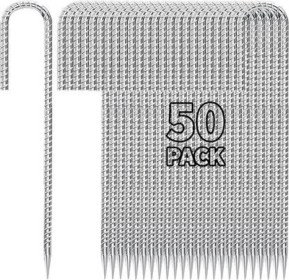 12 inch Fence Stakes Heavy Duty 50-Pack J Hook Rebar Ground Stakes Anchor by Besitu