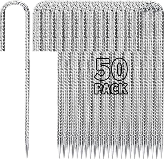 12 inch Fence Stakes Heavy Duty 50-Pack J Hook Rebar Ground Stakes Anchor by Besitu