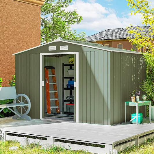 Outsunny 9' x 6' Outdoor Storage Shed, Garden Tool Metal Shed by Outsunny