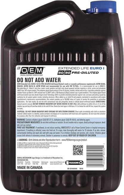 OEM Recochem European Vehicles Premium Antifreeze 50/50 Extended Life Coolant - Image 2