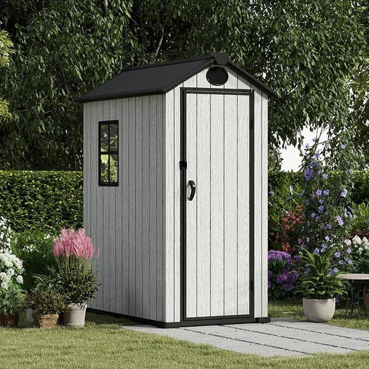 3.4x5.3 FT Resin Outdoor Storage Shed, 125 Cuft Garden Tool Sheds & Outdoor by EHHLY