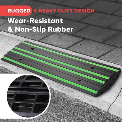 Pyle 4 ft. Rubber Threshold Curb Ramp, Heavy Duty, Non-Slip Car Ramp - Image 3