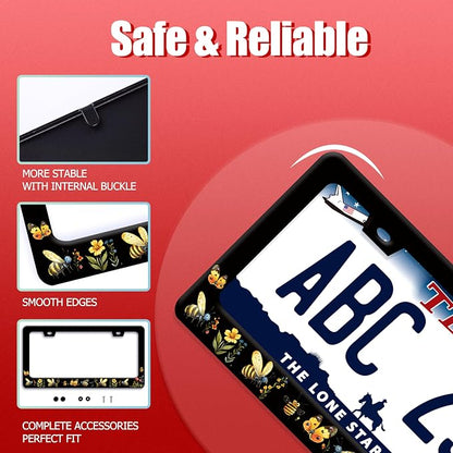 Queen Bee License Plate Frame Beautiful Butterfly Flower License Plate Holder - Image 2