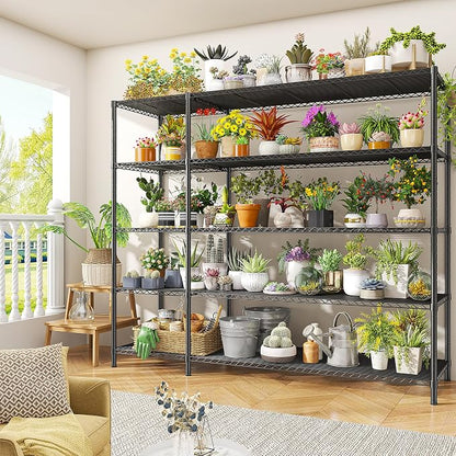 52.36" W Storage Shelves Metal Shelving Unit Load 1400LBS 5 Tier Wire Rack - Image 9