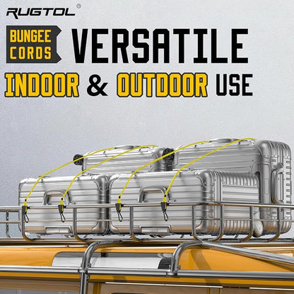 Bungee Cords with Hooks, 48 Inch Adjustable Yellow Bungee Cords with Carabiner - Image 8