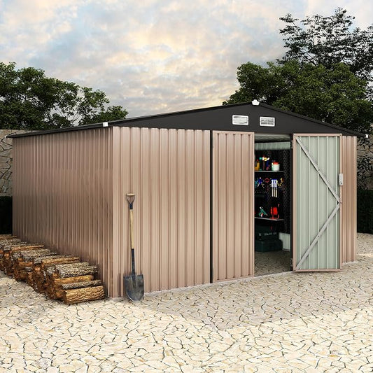 10x12 FT Metal Storage Sheds Outdoor, Metal Yard Sheds Garden Shed Kit by RELJOFUM
