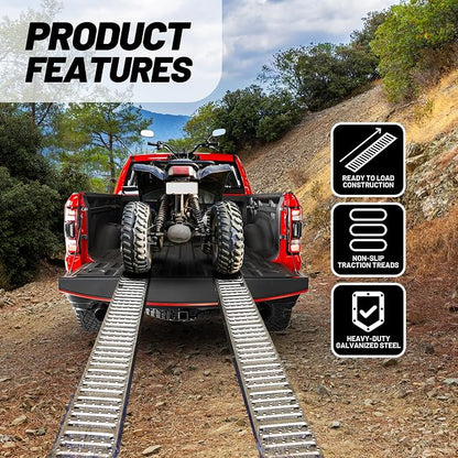 Rockland 84" x10" Steel Truck Ramps, 1000 LBS Capacity, Portable Trailer Ramps - Image 5