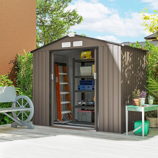 Outsunny 7' x 4' Outdoor Storage Shed, Garden Tool Metal Shed by Outsunny