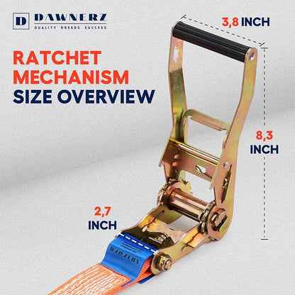 Heavy Duty Ratchet Straps 2 inch x 27 ft - 6600 Lb Breaking Strength Tie Downs - Image 4