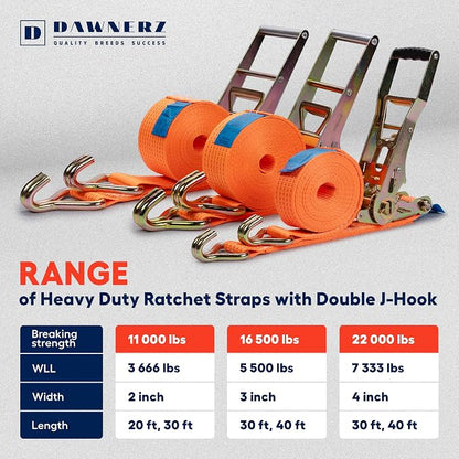 Heavy Duty Ratchet Straps 2 inch 30 ft - 11000 Lb Breaking Strength Double Wire - Image 9