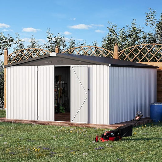 U-MAX 10' x 10' Shed Outdoor Storage Shed Clearance, Large Metal Garden Shed by U-MAX