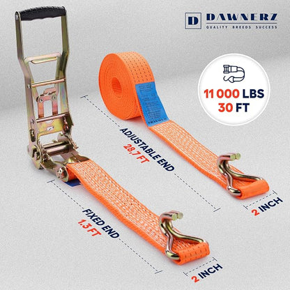 Heavy Duty Ratchet Straps 2 inch 30 ft - 11000 Lb Breaking Strength Double Wire - Image 3