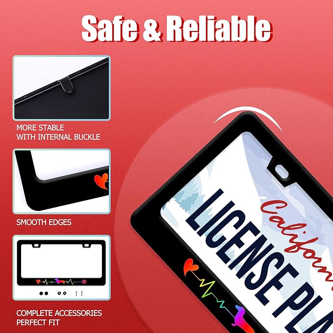 Rainbow Lifeline Love Dog License Plate Frame License Plate Stainless Steel - Image 2