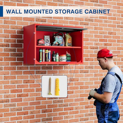 Metal Storage Cabinet Black Red Wall Cabinets - Image 7